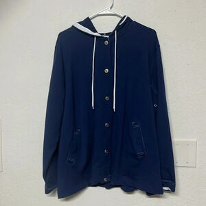 Sag Harbor sport hoodie size 2X cotton blend button down hoodie sweater pockets